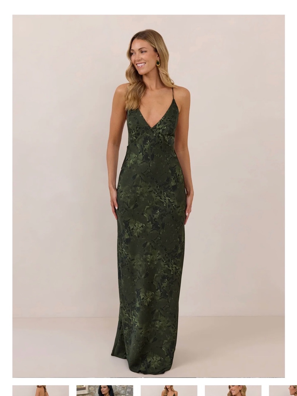 Green V-Neck Satin Slip Dress NWT